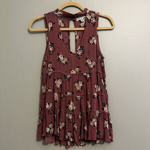 American Eagle Outfitters XS Pink Floral Baby Doll Choker Top Vintage Y2K